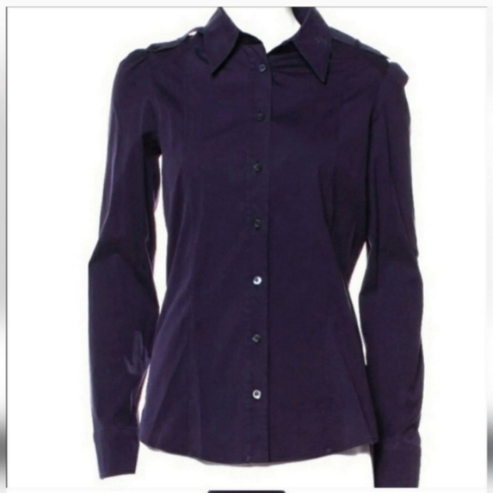 Gucci purple deep blue long sleeve button up collared shirt top